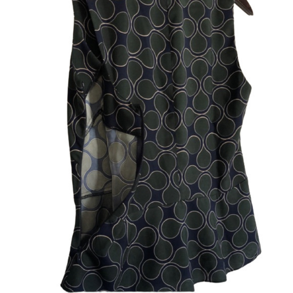 Bloomingdales Nordstrom 1.State Peplum Sleeveless Blouse Green Navy Large - Picture 8 of 8